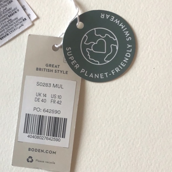 Boden Multicolored Ikat Cutout Cap Sleeve Tie Front Swim Size 10 NWT - Picture 8 of 13